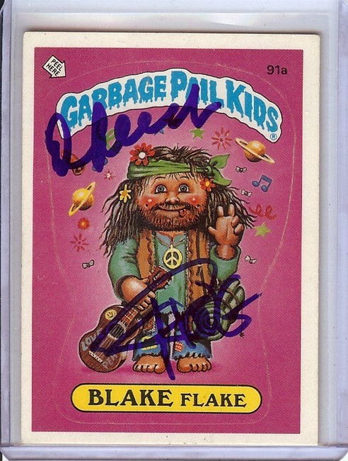 Cheech Marin Tommy Chong Autographed Garbage Pail Kid Sticker Blake BAS BL36965