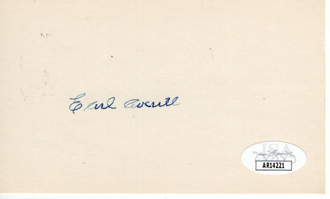 Earl Averill Signed Autographed Index Card Indians HOFer JSA AR14221