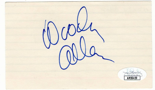 Woody Allen Signed Autographed Index Card Legendary Director JSA AM56459