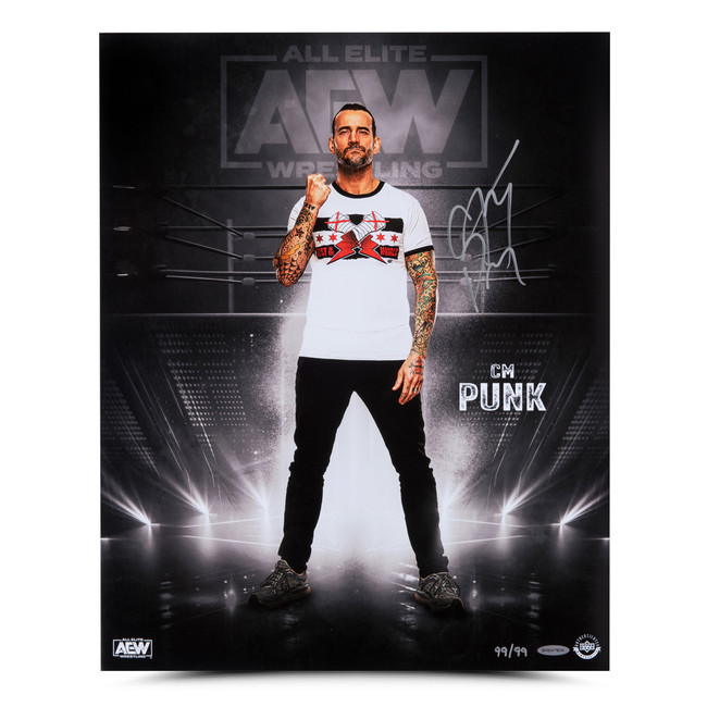 CM Punk Signed Autographed 16x20 Photo AEW on Stage FRAMED UDA Upper Deck /99
