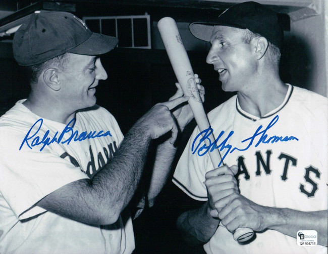 Ralph Branca/Bobby Thomson Signed 8X10 Photo Dual Auto Post Game GAI COA