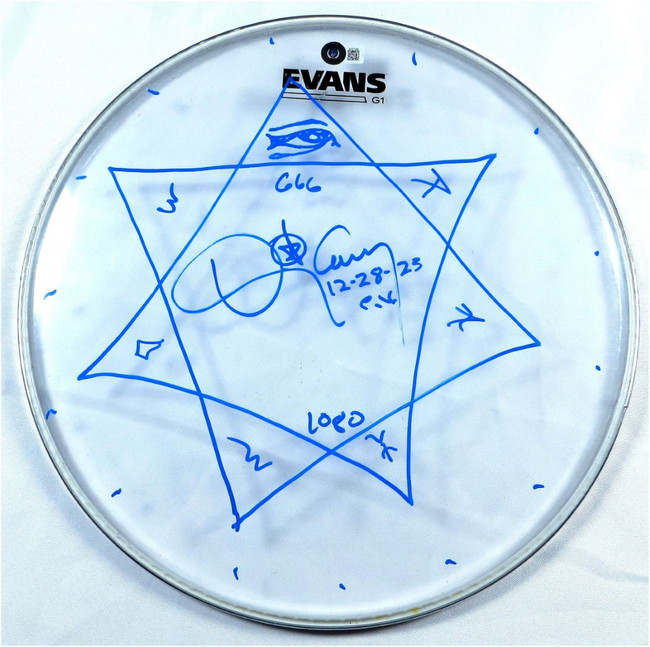 Danny Carey Signed Autographed 14" Drumhead Tool Drummer Sketch BAS BJ71169