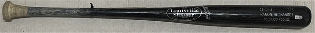 Ramon Hernandez Game Used Baseball Bat Louisville Slugger Rockies CRACKED MLB