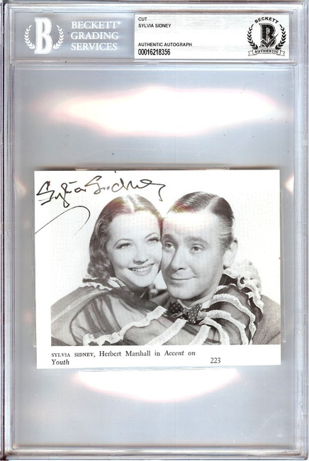 Sylvia Sidney Signed Autograph Cut Signature Accent on Youth BAS Encased 8356