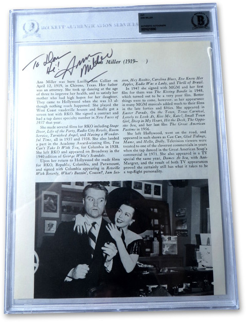 Ann Miller Signed Autograph Cut Signature Hollywood Actress BAS Encased 8990