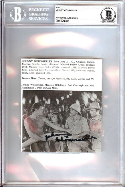 Johnny Weissmuller Signed Autograph Cut Signature Tarzan BAS Encased 8395