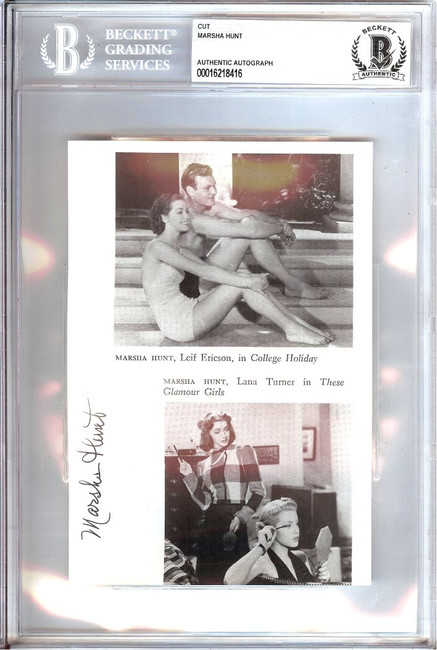 Marsha Hunt Signed Autograph Cut Signature These Glamour Girls BAS Encased 416