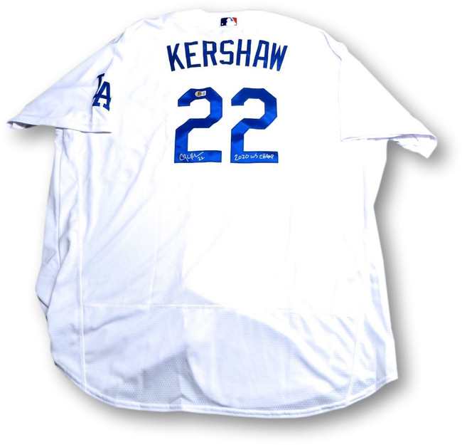 Clayton Kershaw Signed Autographed Jersey Dodgers 2020 WS Champ BAS 1W344208