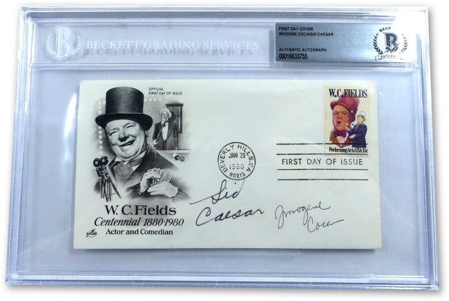 Sid Caesar Imogene Coca Signed Autographed First Day Cover  BAS Encased 3755
