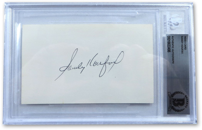 Sandy Koufax Signed Autographed Index Card Dodgers Legend BAS Encased 3496