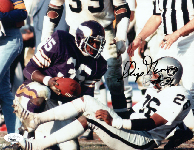 Skip Thomas Signed Autographed 8X10 Photo Raiders vs. Vikings JSA AR82969