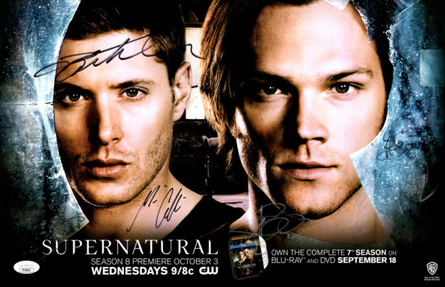 Supernatural Cast Autographed 11X17 Poster Ackles Padalecki 7 Autos JSA YY54034