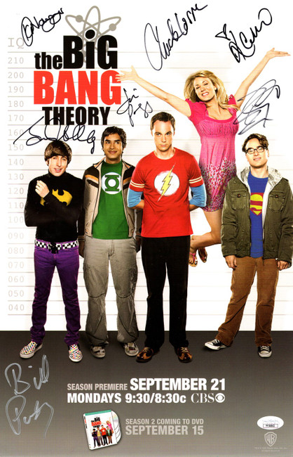 Big Bang Theory Cast Autographed 11X17 Poster Parsons Cuoco 7 Autos JSA YY54042