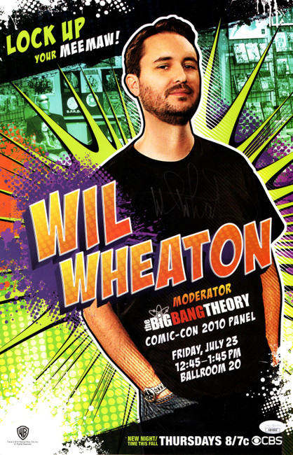 Will Wheaton Signed Autograph 11X17 Poster Big Bang Theory Comic Con JSA AQ10553