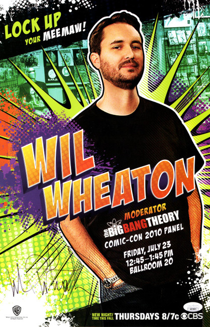 Will Wheaton Signed Autograph 11X17 Poster Big Bang Theory Comic Con JSA AQ10551