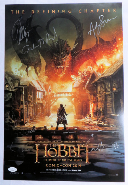 The Hobbit Cast Signed Autographed Poster 9 Sigs Wood Bloom Serkis JSA YY54046