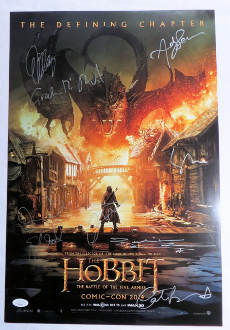 The Hobbit Cast Signed Autographed Poster 9 Sigs Wood Bloom Serkis JSA YY54044