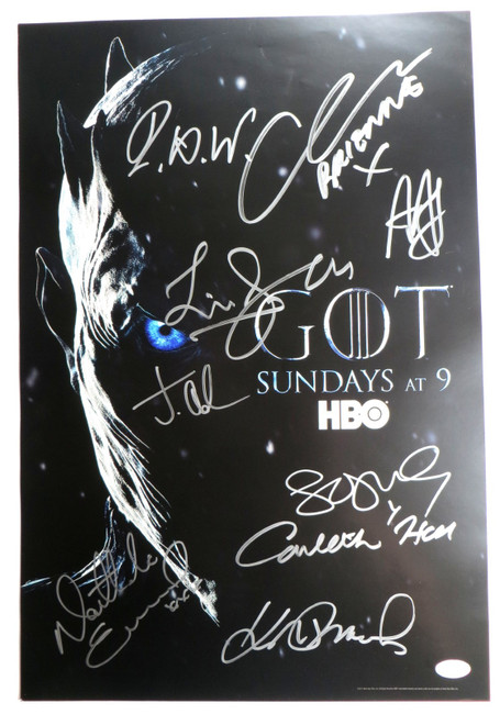 Game of Thrones Cast Autographed Poster Turner Hill Emmanuel 9 Sigs JSA YY54019