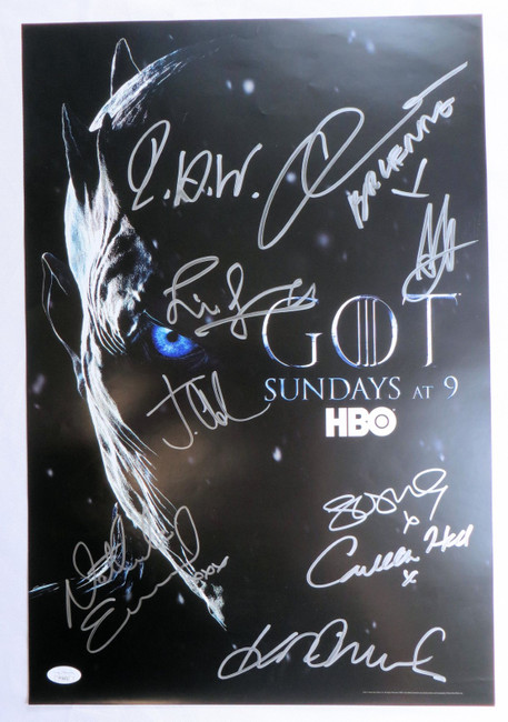 Game of Thrones Cast Autographed Poster Turner Hill Bradley 9 Sigs JSA YY54021