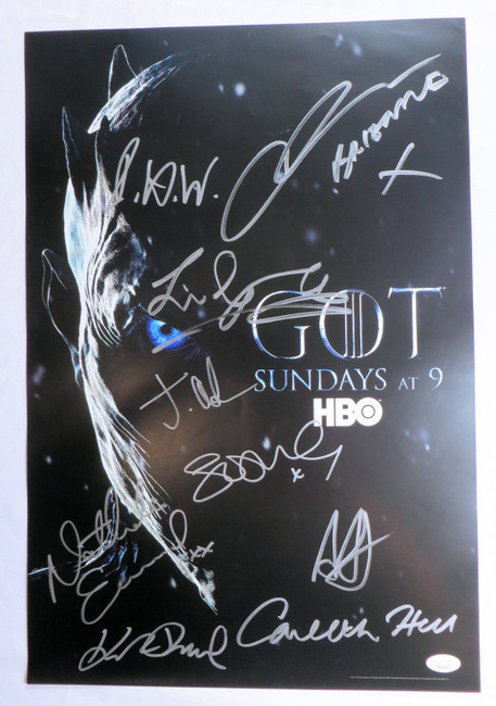Game of Thrones Cast Autographed Poster Turner Hill Allen 9 Sigs JSA YY54016
