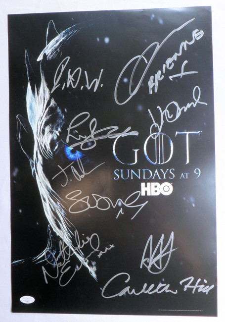 Game of Thrones Cast Autographed Poster Turner Cunningham 9 Sigs JSA YY54017