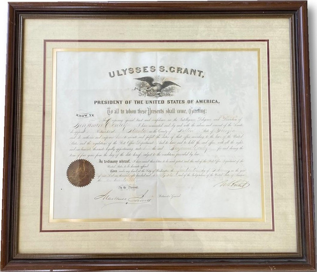 Ulysses S. Grant Autographed Framed Document 18 U.S. President JSA YY65914