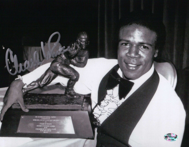 Charles White Signed 8X10 Photo Autograph USC with Heisman Trophy Auto w/COA