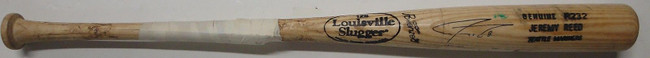 Jeremy Reed Hand Signed Baseball Bat Game Used Seattle Mariners COA Cracked