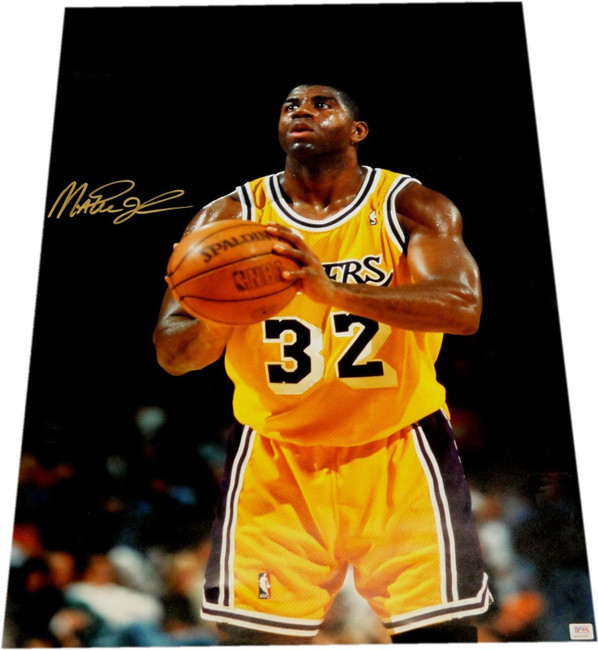 Magic Johnson Hand Signed Autographed 20x30 Photo Los Angeles Lakers Free Throw