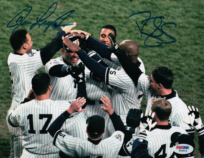 Jim Leyritz Darryl Strawberry Signed 8X10 Photo Autograph World Series PSA/DNA