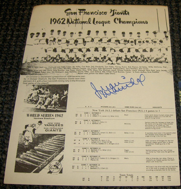 Juan Marichal Autographed Signed 1962 Giants Page COA