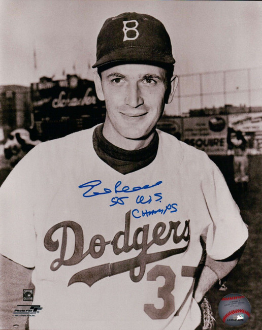 Ed Roebuck Signed 8X10 Vintage Photo Autograph "55 WS Champs" Dodgers Auto COA