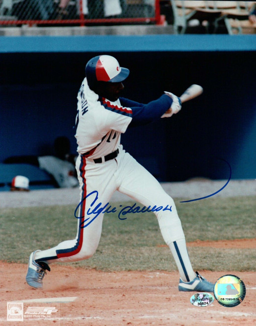 Andre Dawson Signed 8X10 Photo Autograph Montreal Expos Home Swinging w/COA