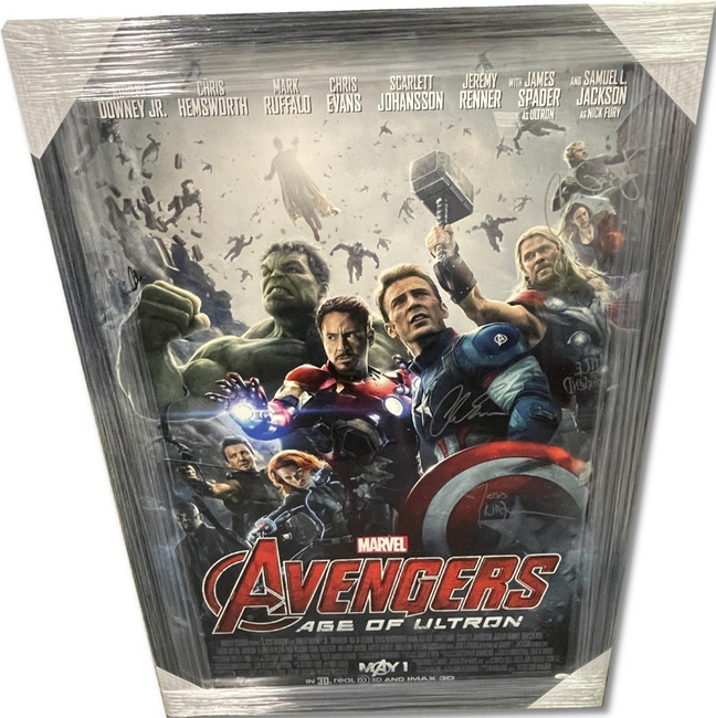 Avengers Age Of Ultron Signed Autographed Cast Poster Chris Evans +4 Framed JSA
