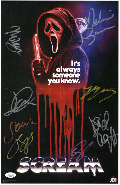 Scream (2022) Cast Signed Autograph 11X17 Poster Arquette Barrera +6 JSA YY54904
