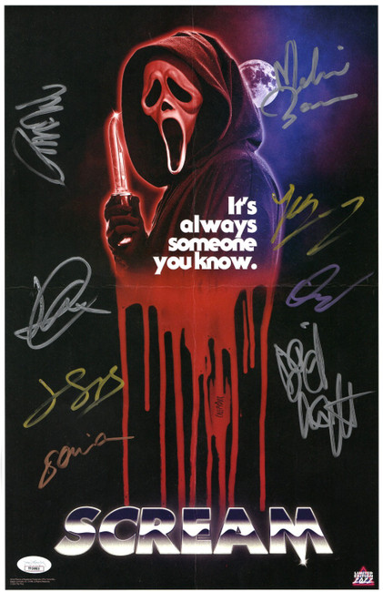 Scream (2022) Cast Signed Autograph 11X17 Poster Arquette Barrera +6 JSA YY54905
