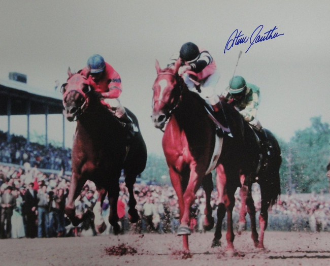 Steve Cauthen Autographed 16x20 Photograph Triple Crown Affirmed Racing Blue