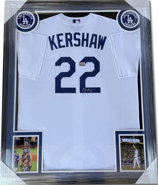 Clayton Kershaw Hand Signed Autographed Swingman Jersey Dodgers Custom Frame BAS