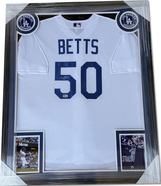 Mookie Betts Hand Signed Autographed Swingman Jersey Dodgers Custom Frame BAS