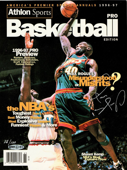 Shawn Kemp Signed Autographed Magazine Cover Sonics 15/100 UDA BDA50300