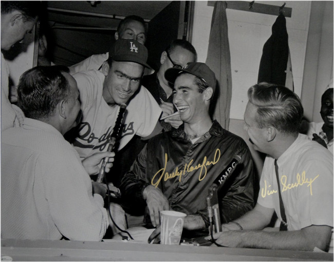Vin Scully Sandy Koufax Dual Signed Auto 16x20 Photo MLB Stunning LA Dodgers OA