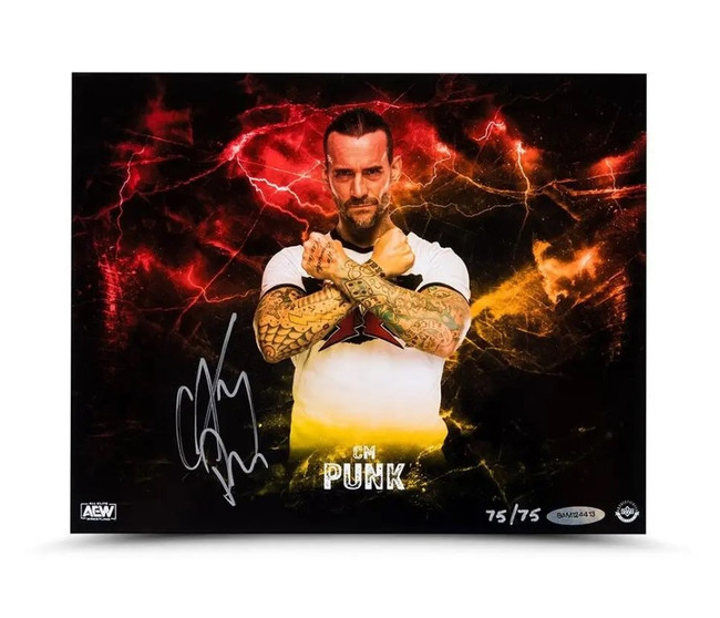CM Punk Signed Autographed 8x10 Photo Power AEW All Elite Wrestling Champ UDA /75
