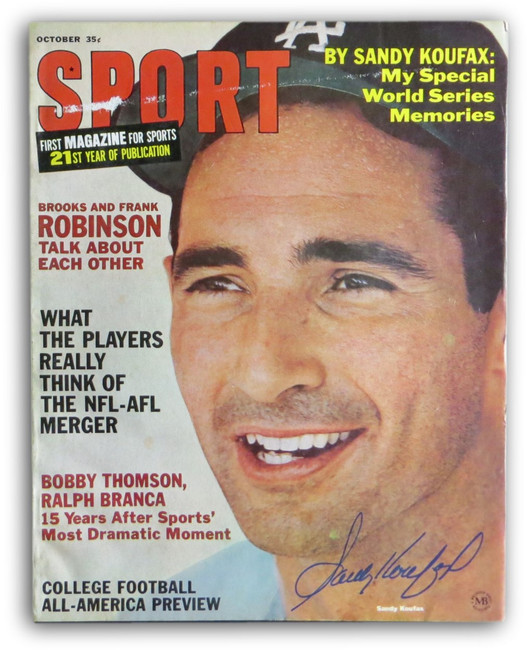 Sandy Koufax Signed Autographed Sport Magazine Oct 1966 Dodgers OA 7806525