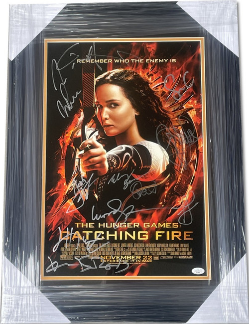 The Hunger Games Catching Fire Signed Cast Poster Jennifer Lawrence +9 Frame JSA