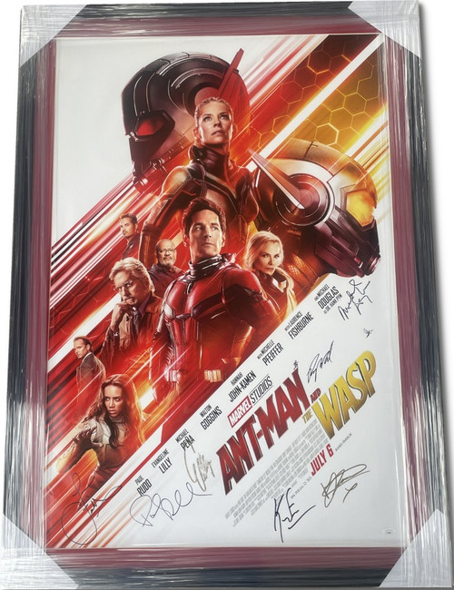 Ant-Man And The Wasp Cast Autographed Poster Evangeline Lilly +6 Framed  JSA
