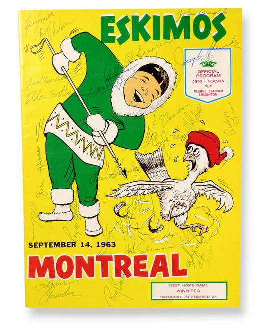 1963 Edmonton Eskimos Signed Autographed Game Program 22 Signatures JSA YY54396