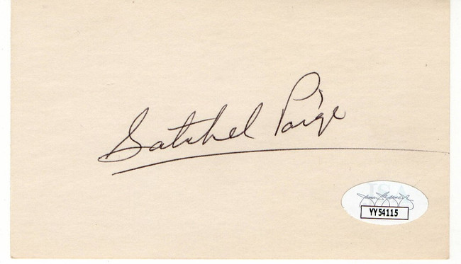 Satchel Paige Signed Autographed Index Card HOF Legend JSA LOA YY54115
