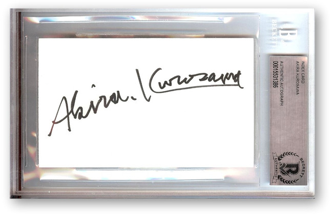 Akira Kurosawa Signed Autographed Index Card Japanese Filmaker Legend BAS 1386