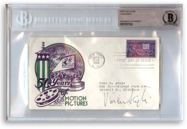 Vivien Leigh Signed Autographed First Day Cover Gone with the Wind BAS 1332