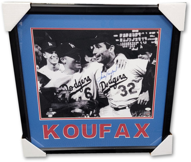 Sandy Koufax Signed Autographed Framed Photo Dodgers Celebration JSA CC24421